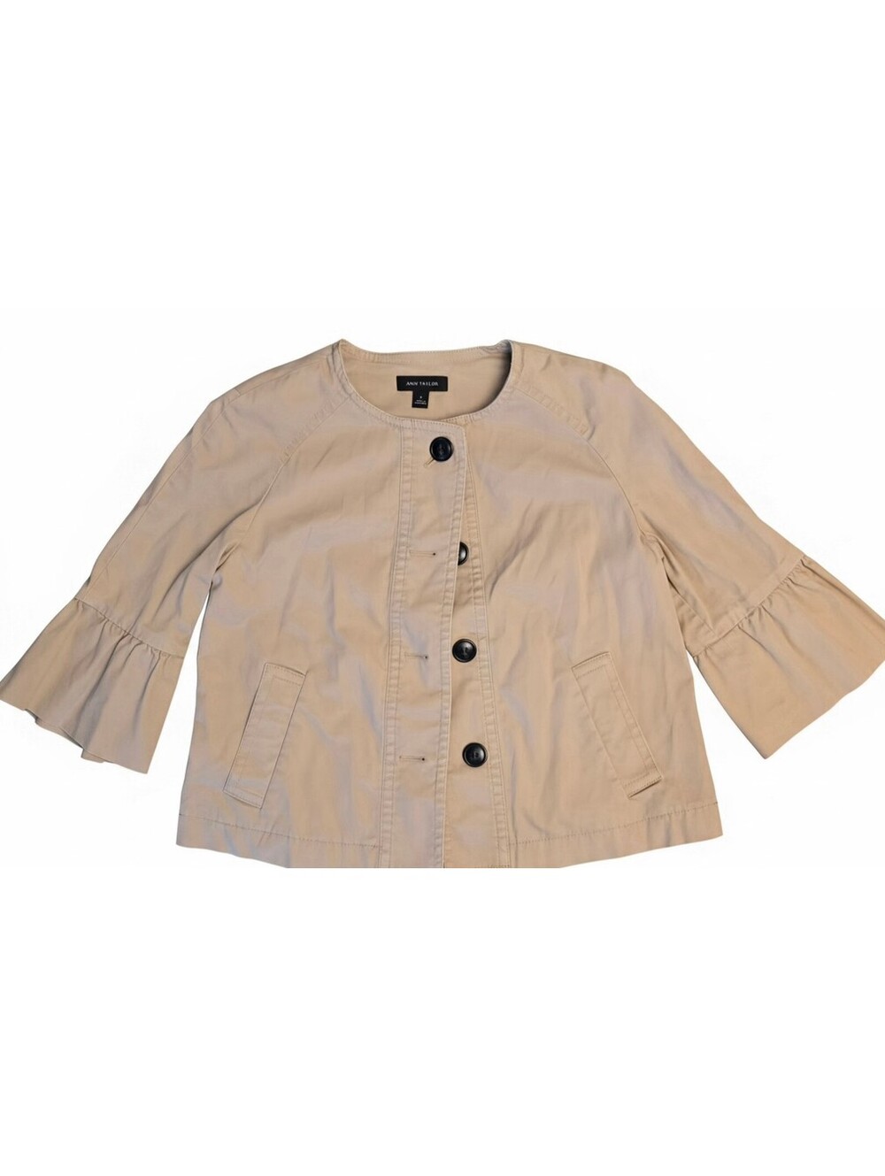 Ann Taylor Tan Front Crop Jacket with Bell Sleeves - Women's Size Medium